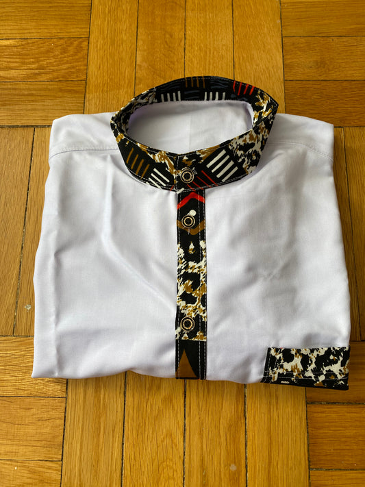 Ankara Band Collar Shirt